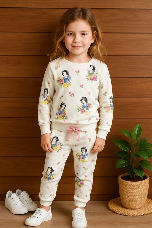 Sweatshirt and Jogger Set for Boys & Girls-White (Size-S)